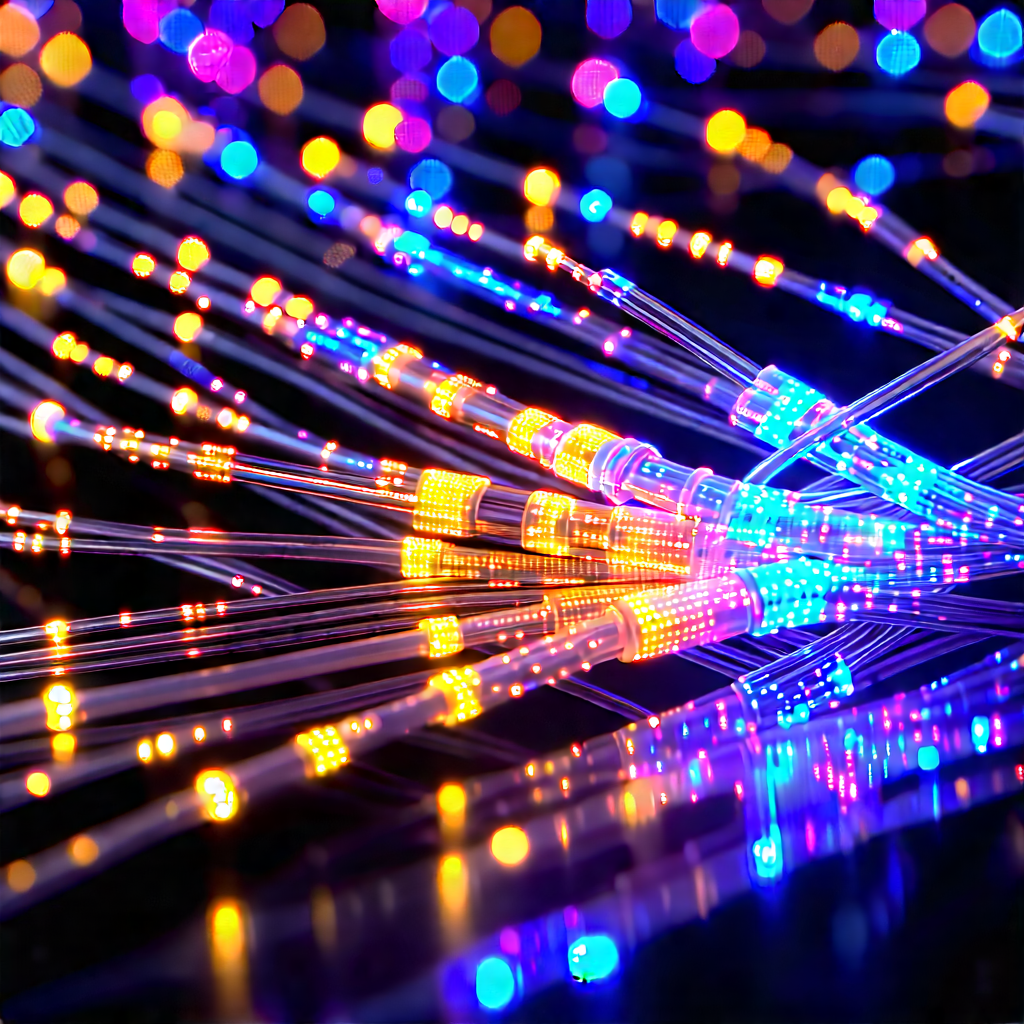 Close-up Of Fiber Optic Cables With Close-up String