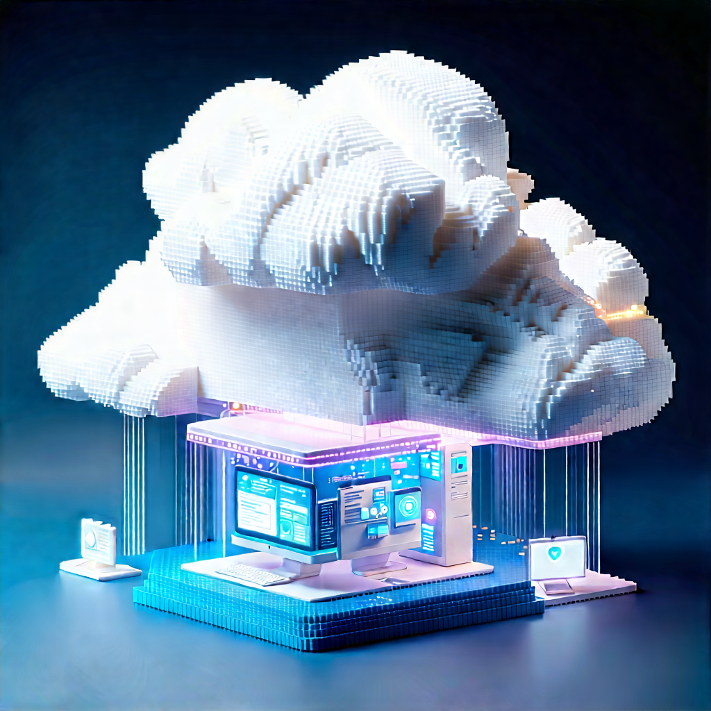 Cloud Computing Visualization With Large, White