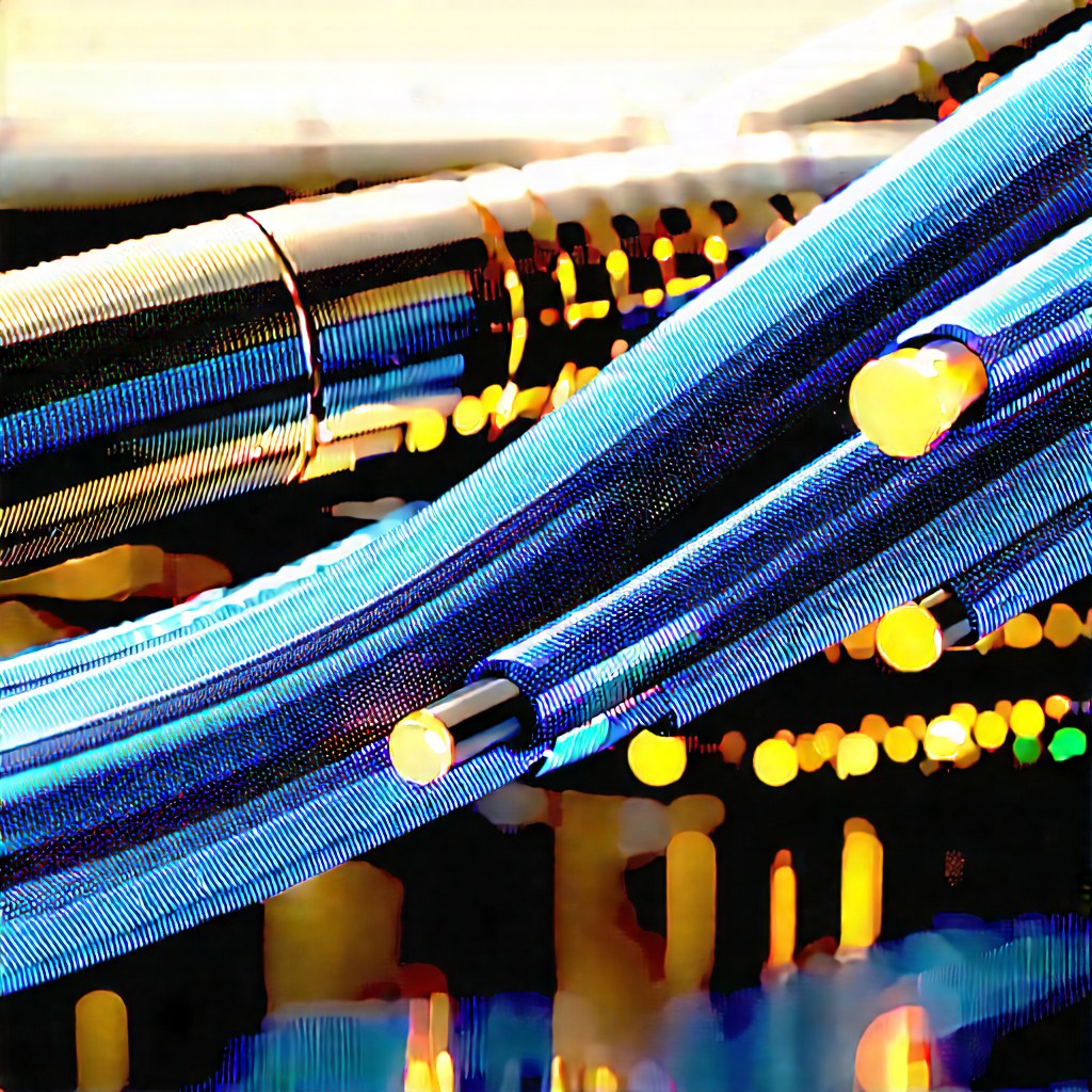 Close-up of fiber optic cables