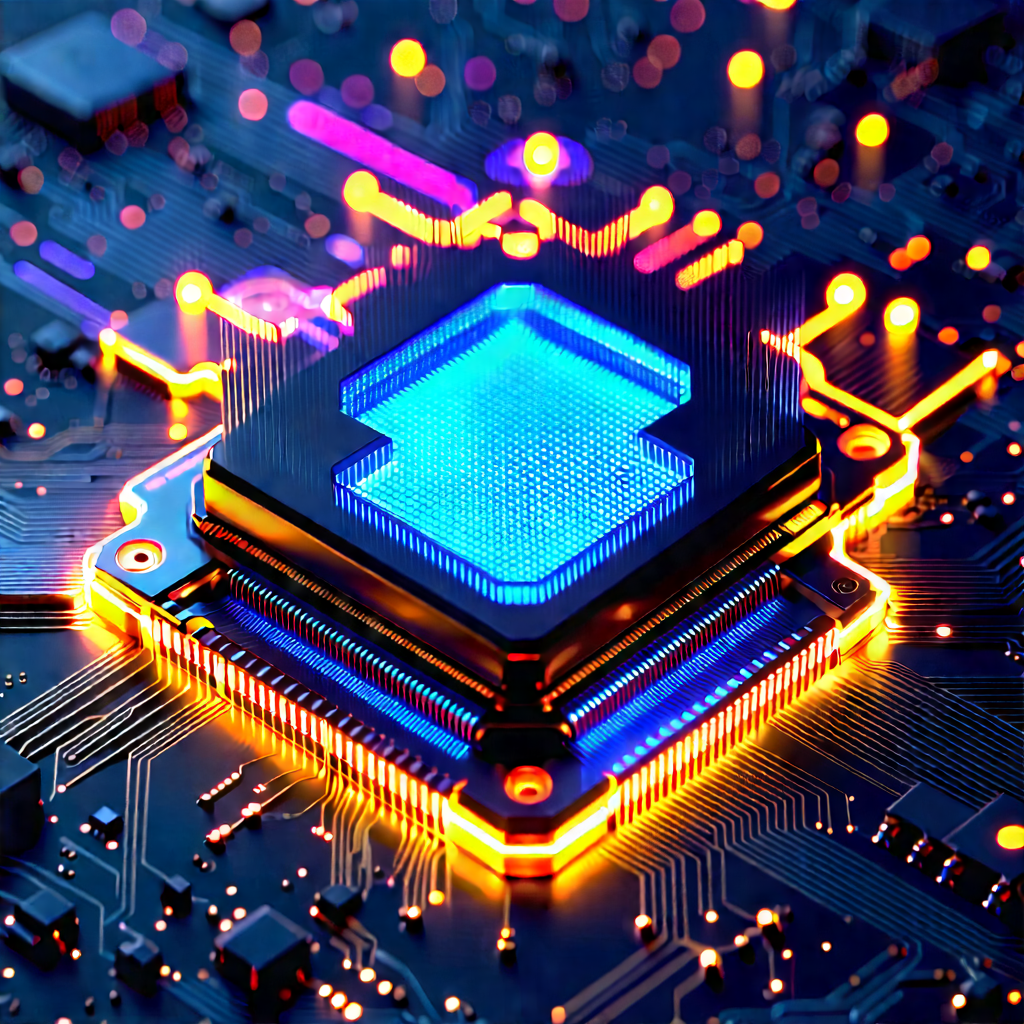 Microchip with neon accents