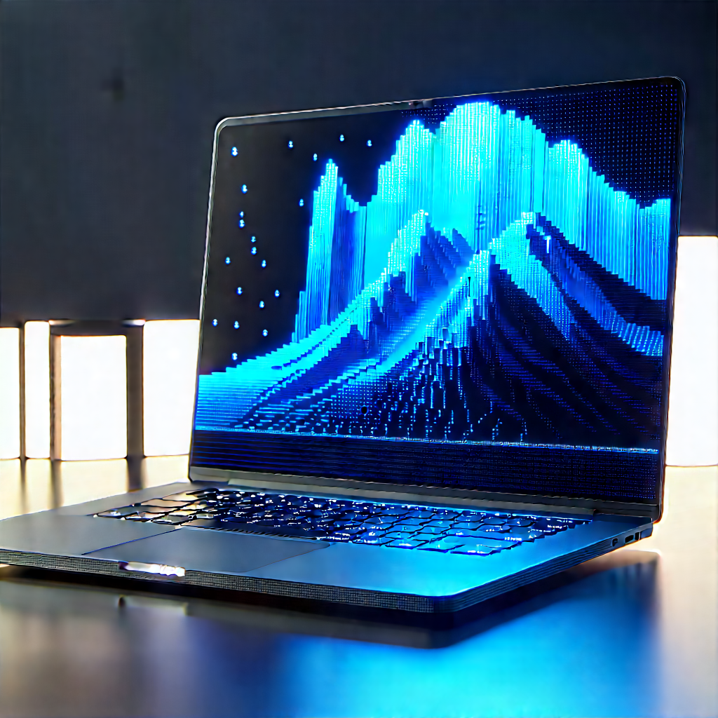 Laptop With Data Visualization With Laptop Computer