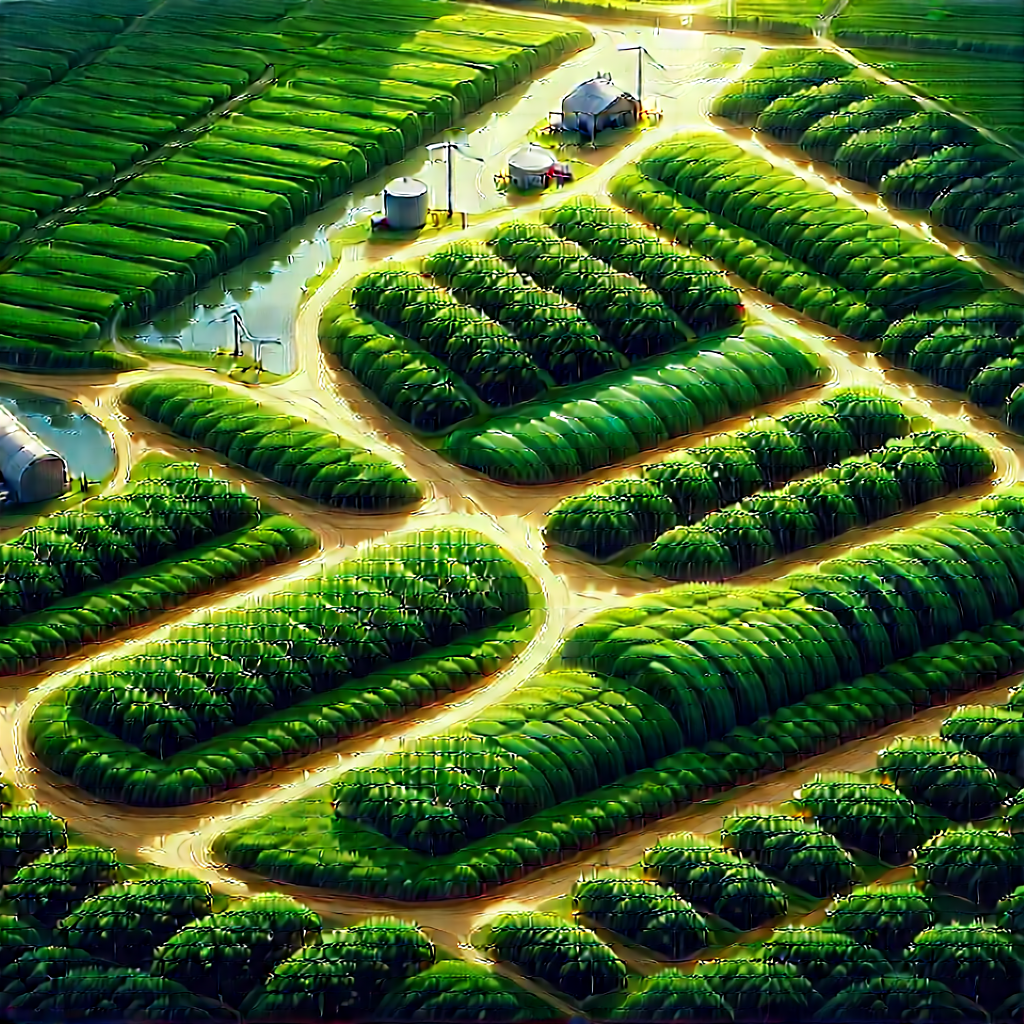 Agricultural Technology In Manufacturing Facility With Cartoon Drawing