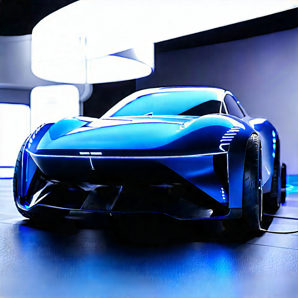 Innovative Electric Vehicle Design With Blue Sports