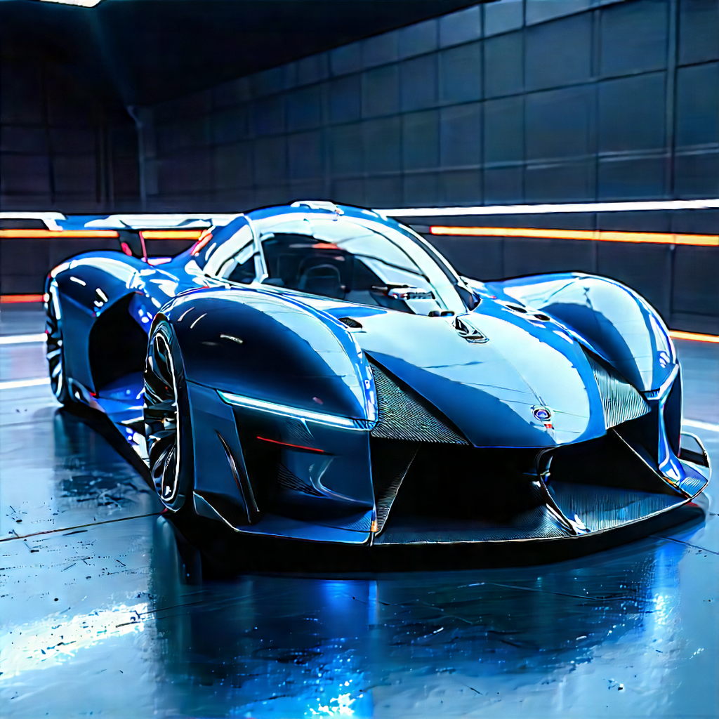 Automotive Technology In Design Studio With Blue Sports