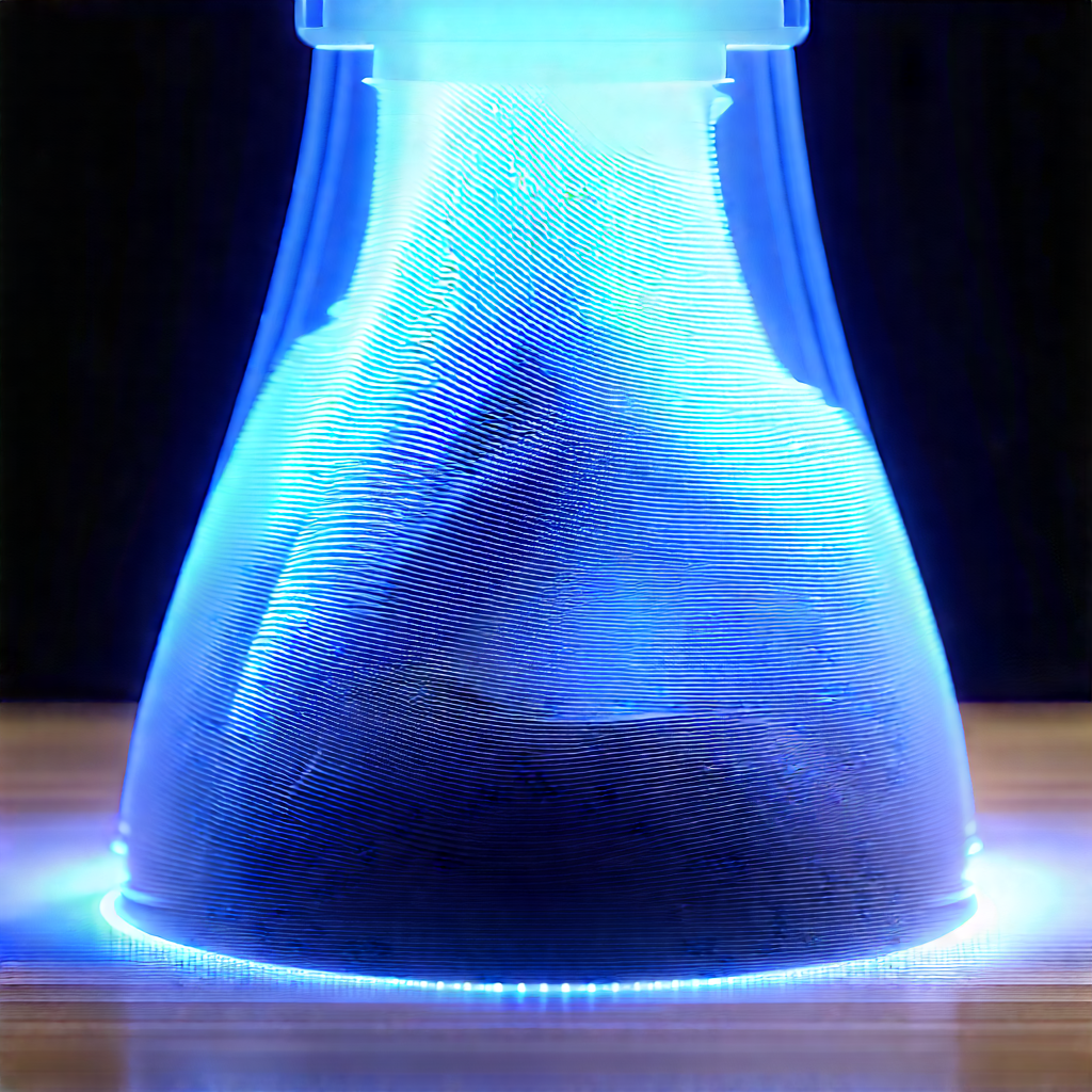 3d Printer With Blue Light Glow With Blue Vase