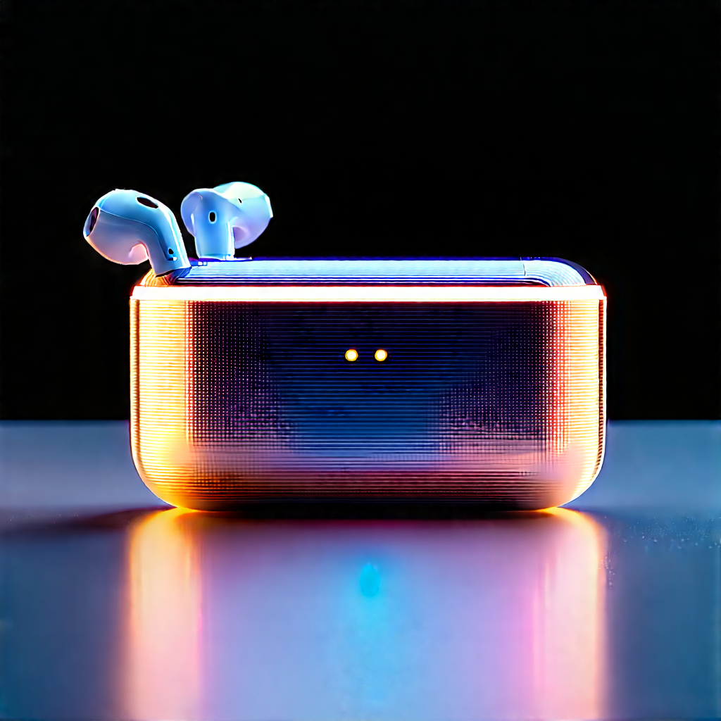 Wireless Earbuds With Streaming Content With Small, Shiny,
