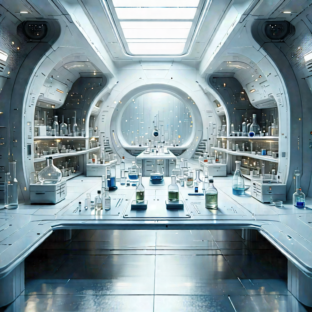 (futuristic:1.17) Research Laboratory With Image, There