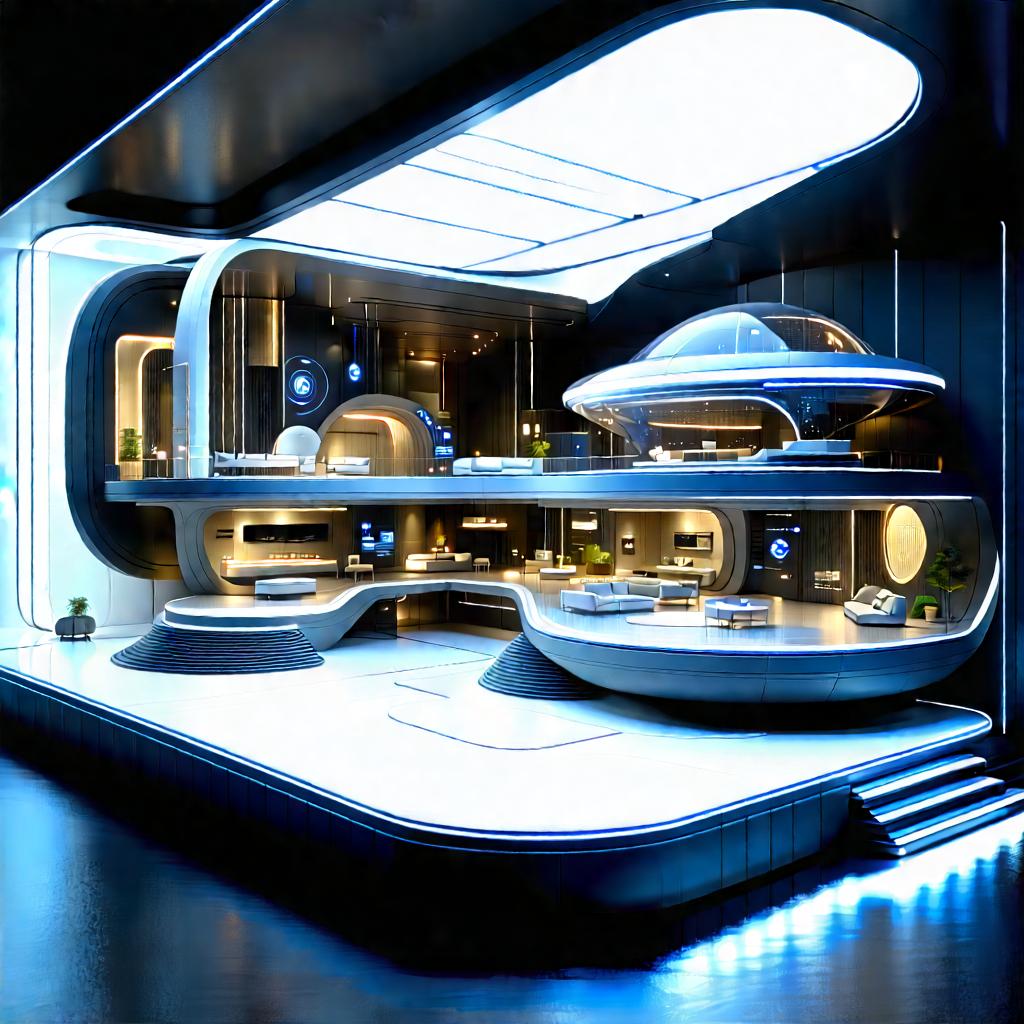 (futuristic:1.22) Smart Home With Image, There