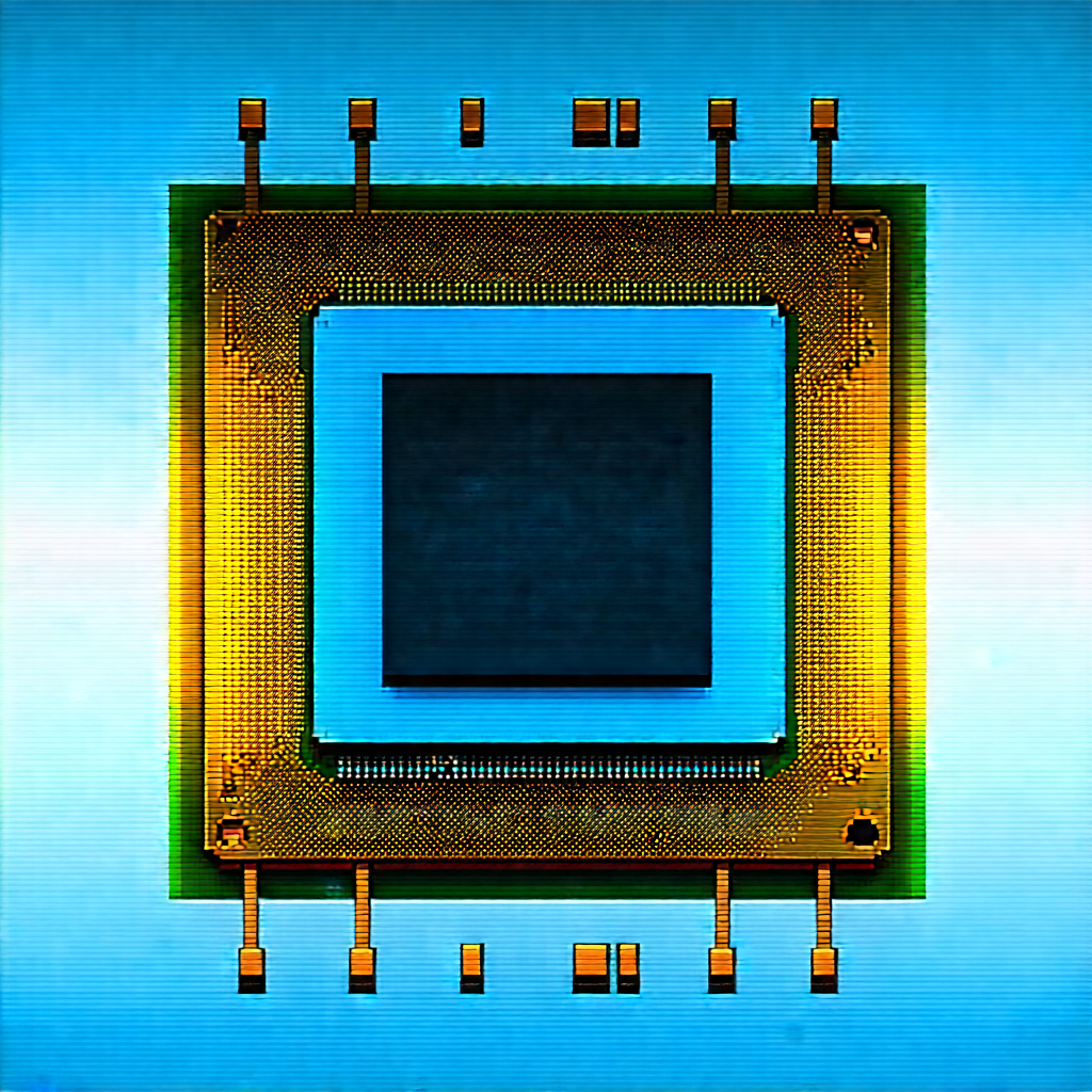 Microchip With Digital Particles With Close-up Computer
