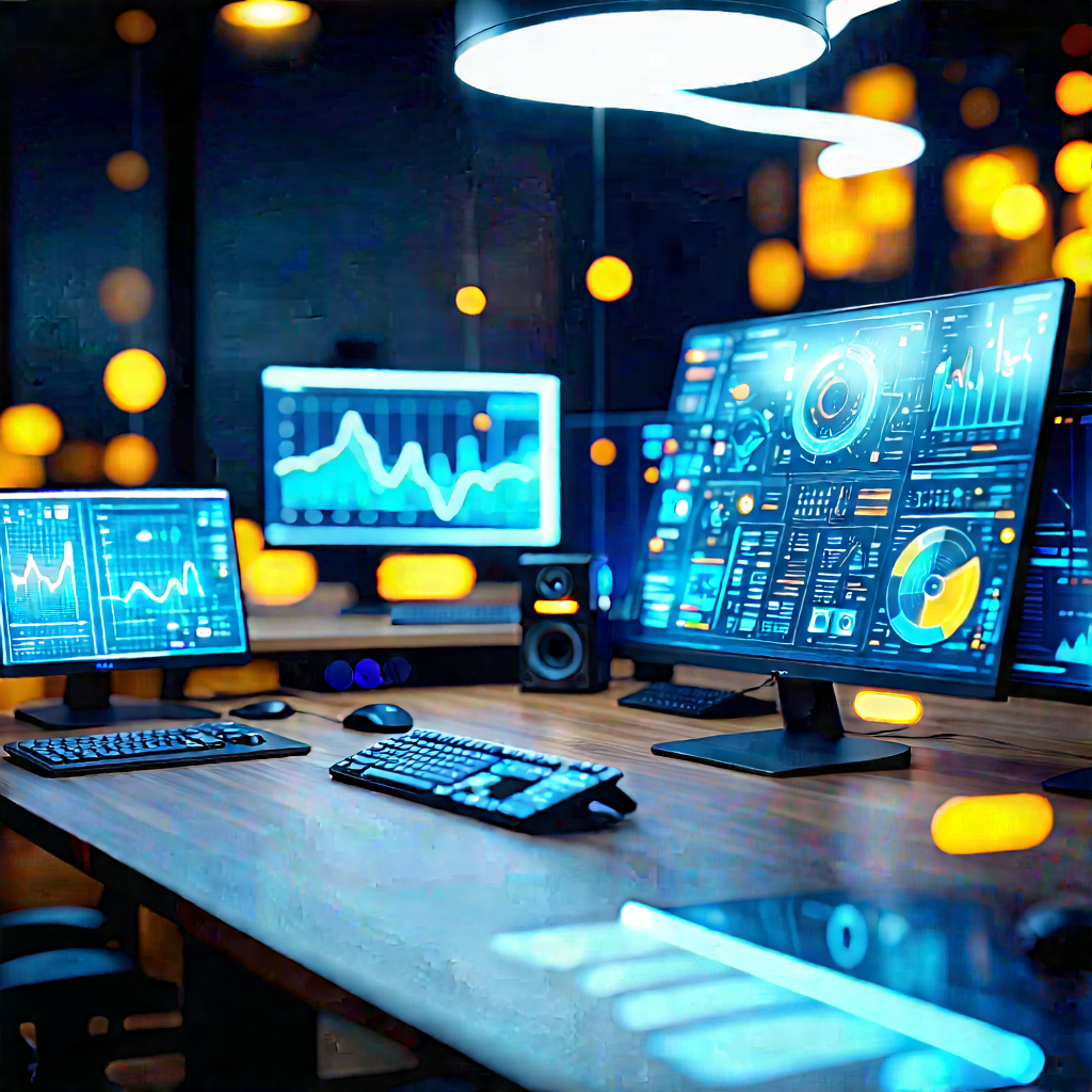 Futuristic tech startup office
