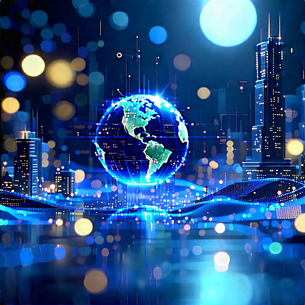 Digital Transformation Visualization With Blue White