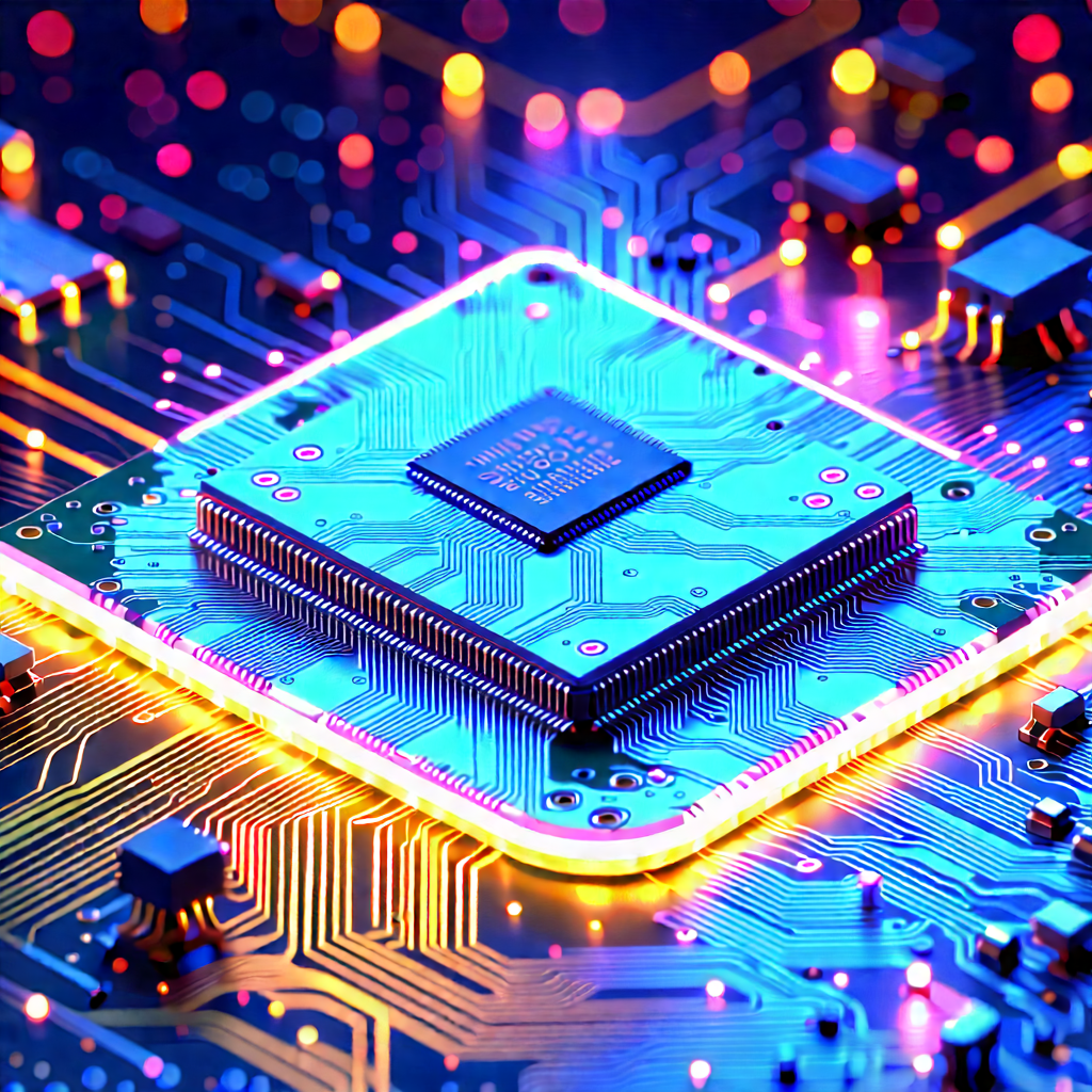 Circuit board with neon accents