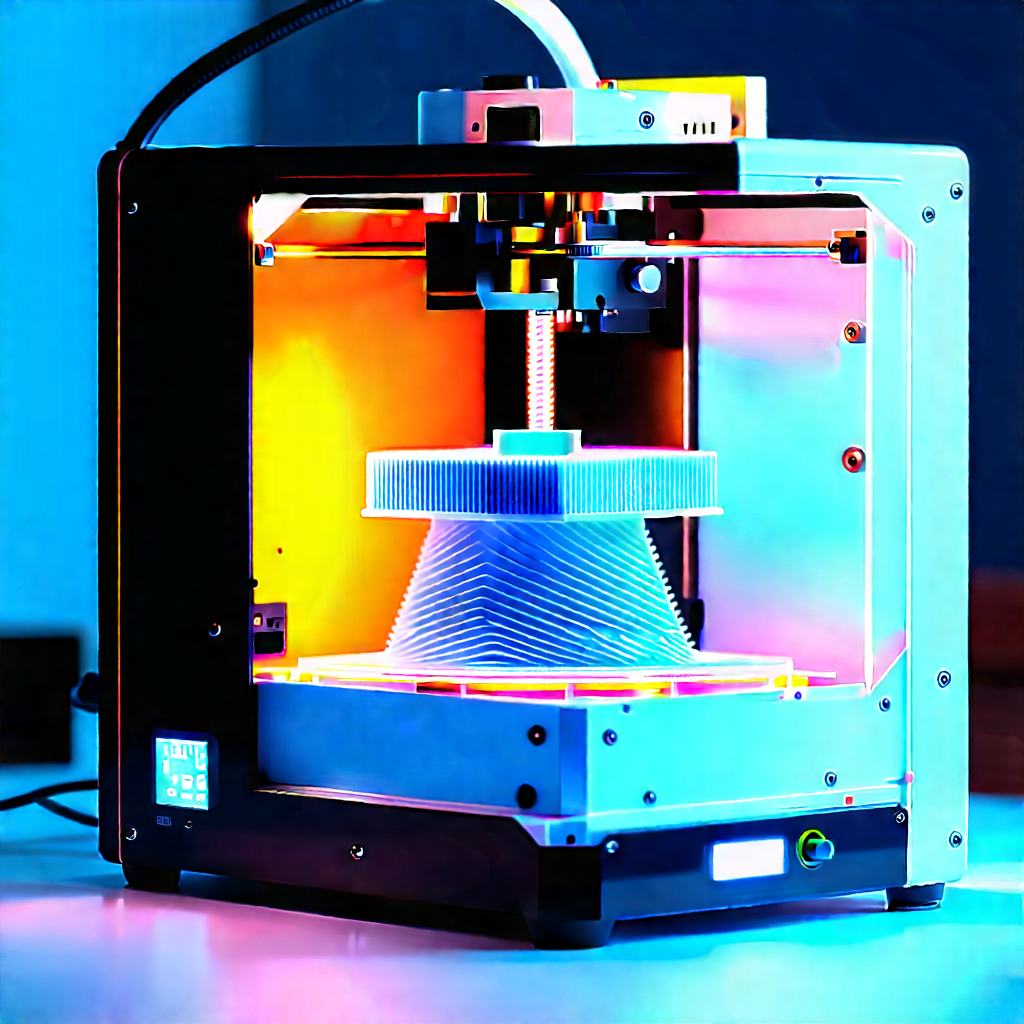 3d Printer With Neon Accents With Printer Shown