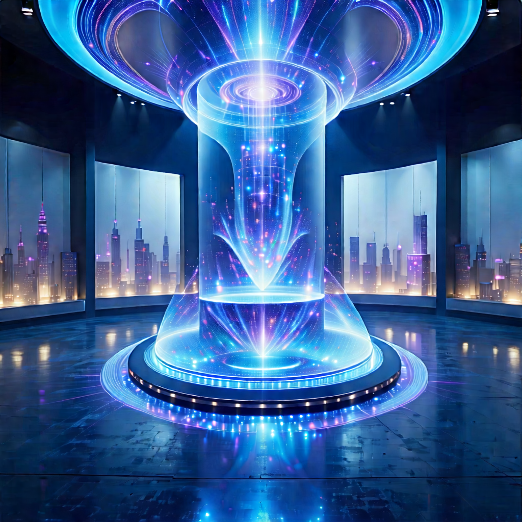Futuristic Innovation Hub With Large, Blue,