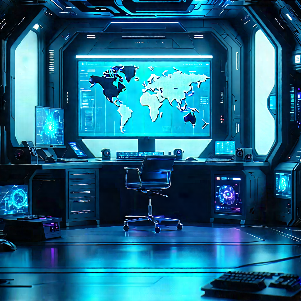 Futuristic digital workspace