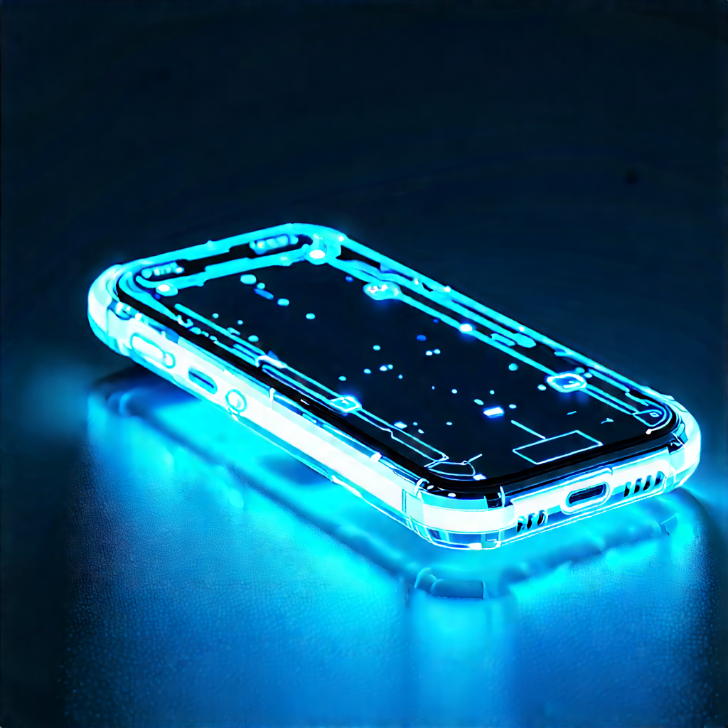 Smartphone with glowing screen