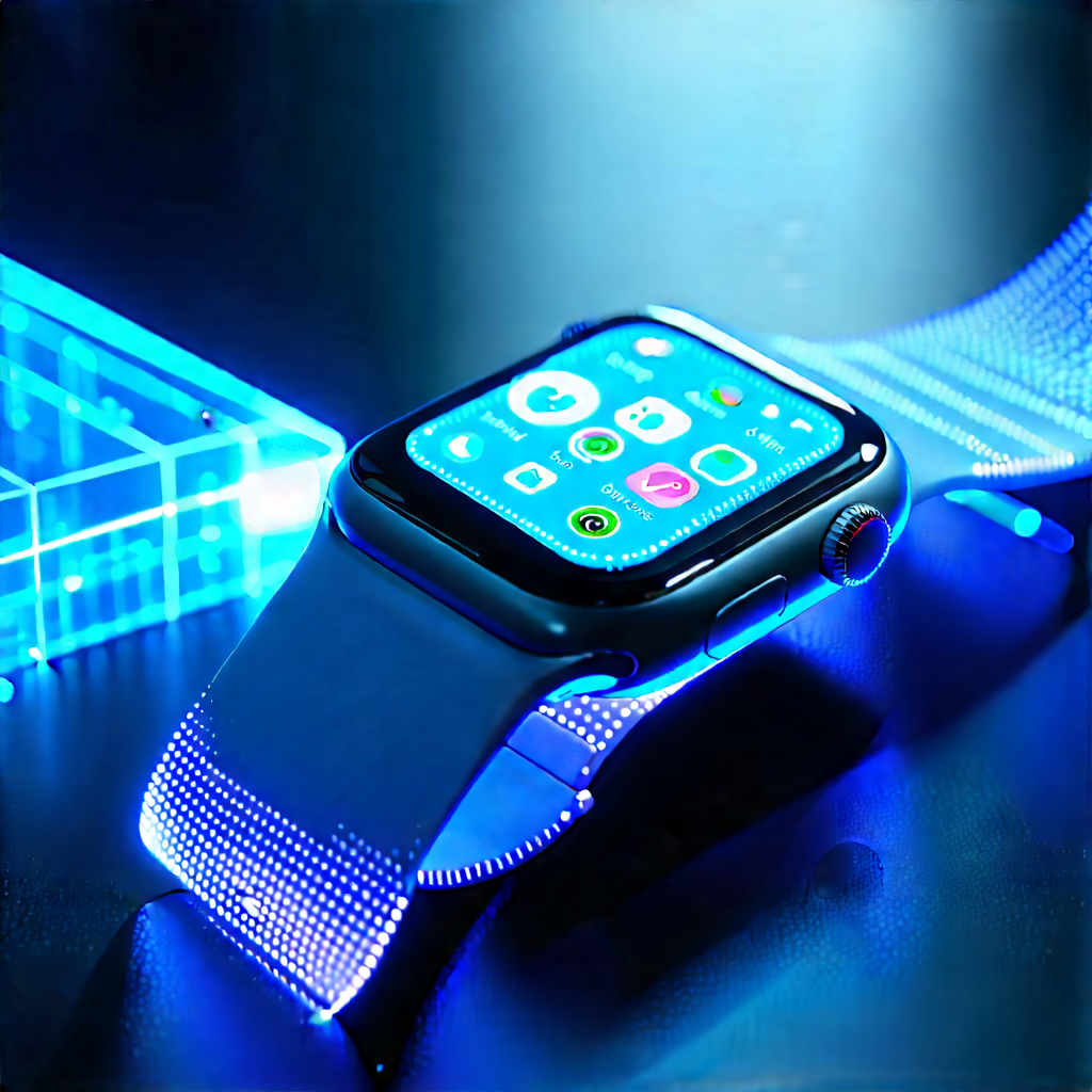 Smart Watch With Holographic Display With Blue Apple