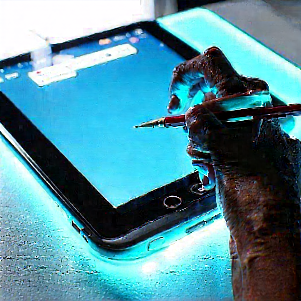 Tablet with glowing screen