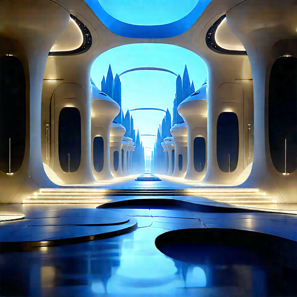 Futuristic Innovation Hub With Futuristic City