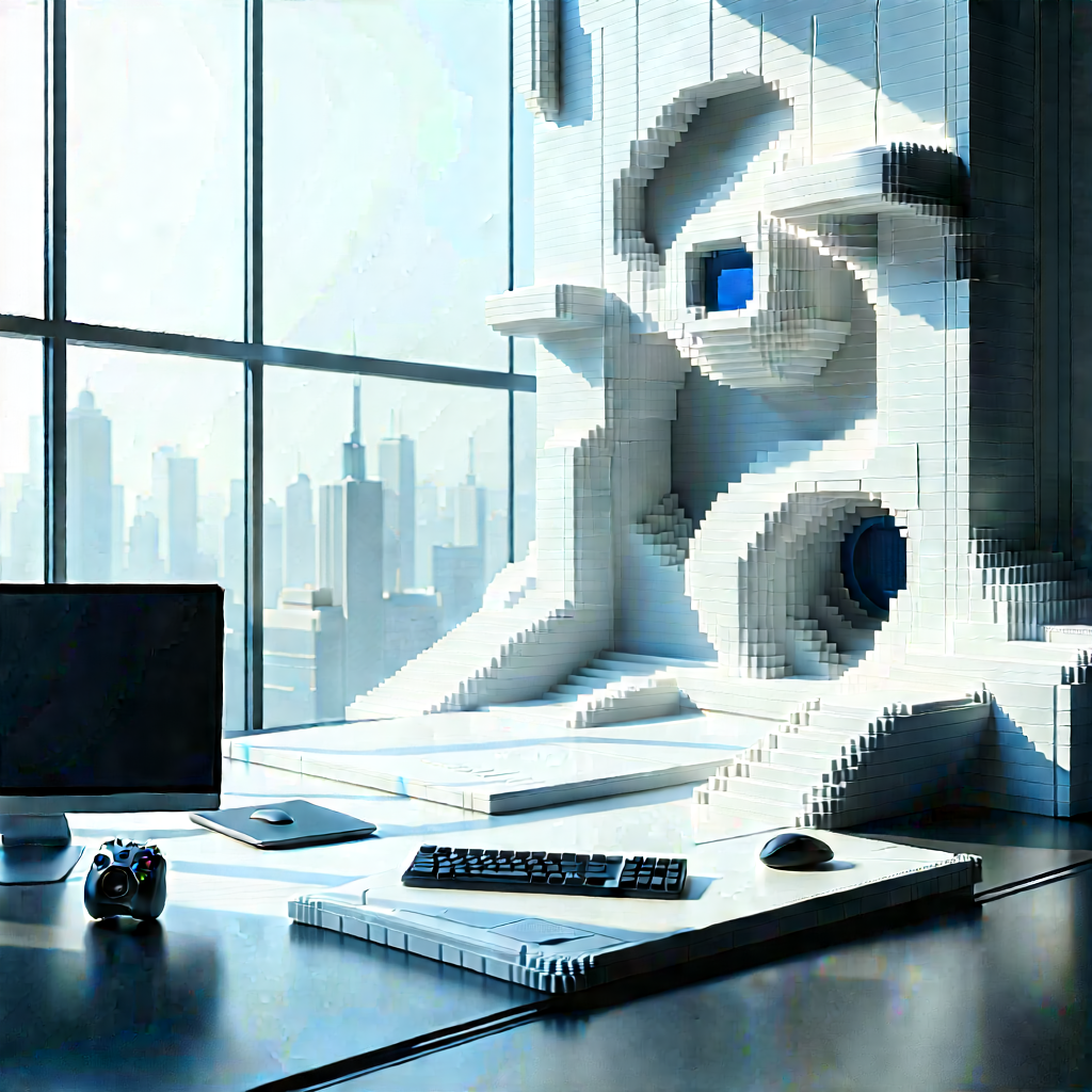 (futuristic:1.3) Tech Startup Office With Computer Desk