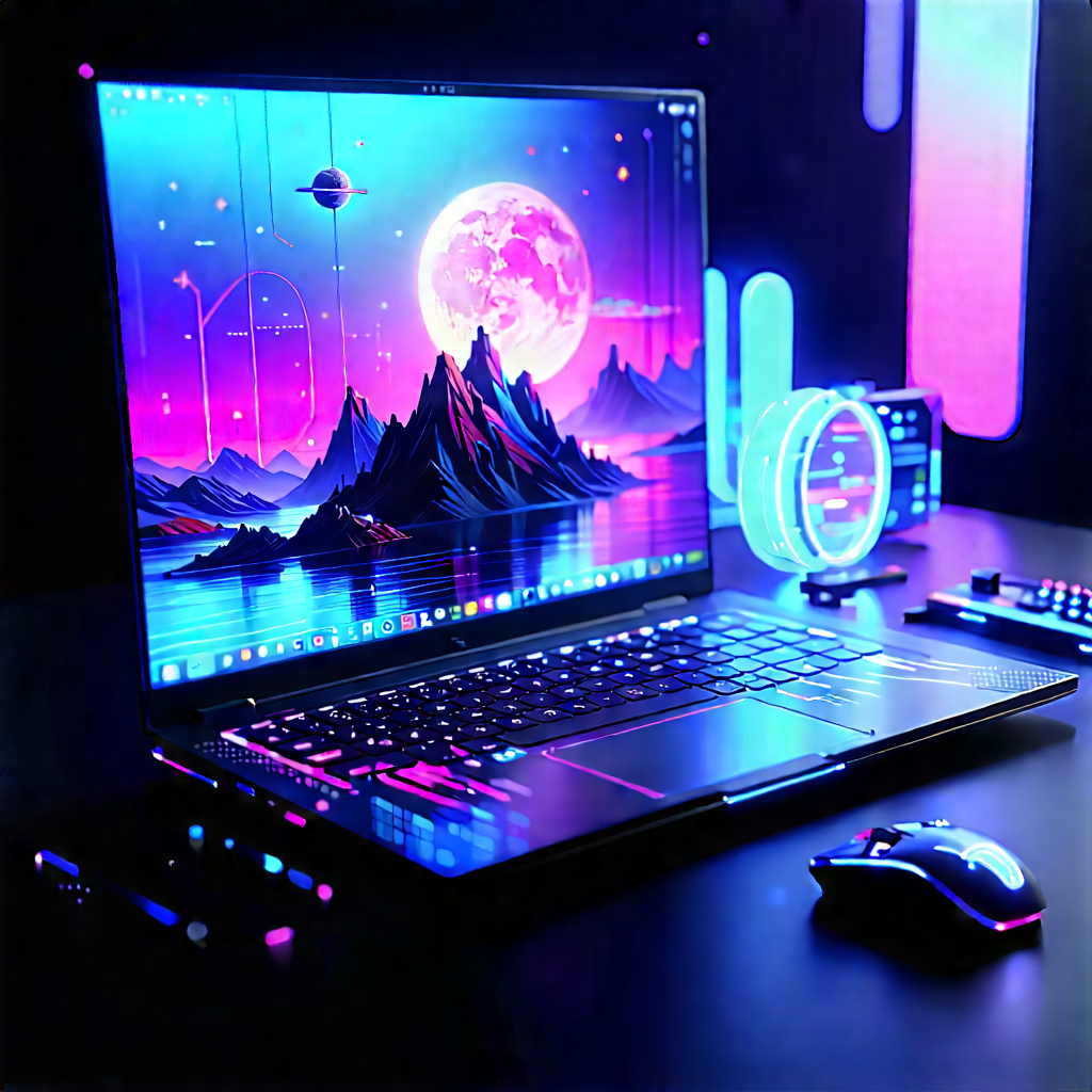 Laptop With (digital:1.2) Artwork With Laptop Computer