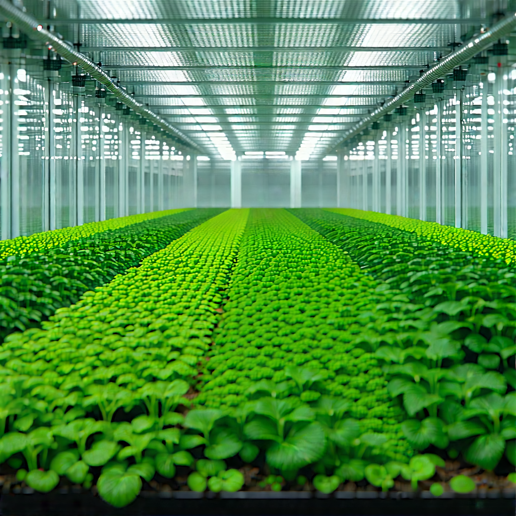 Agricultural Technology In Research Center With Large Greenhouse