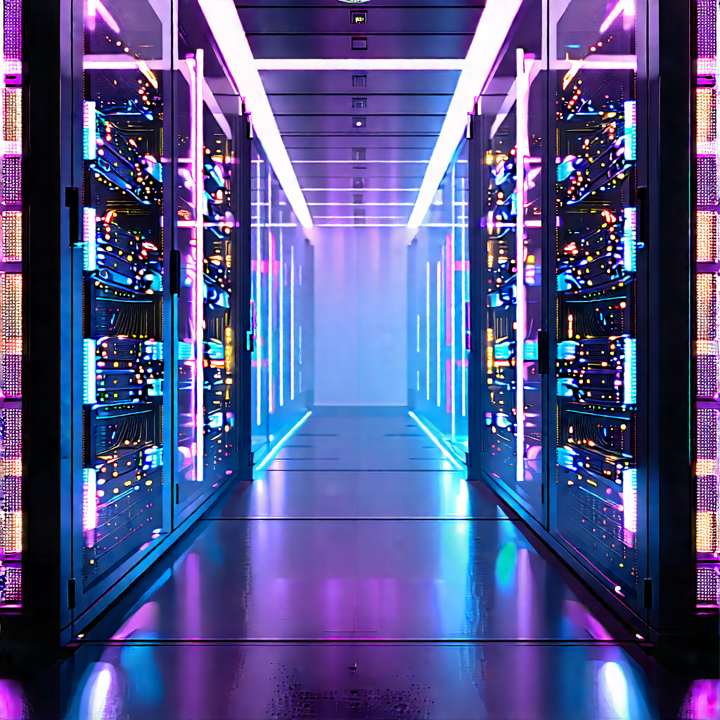 Server rack with neon accents