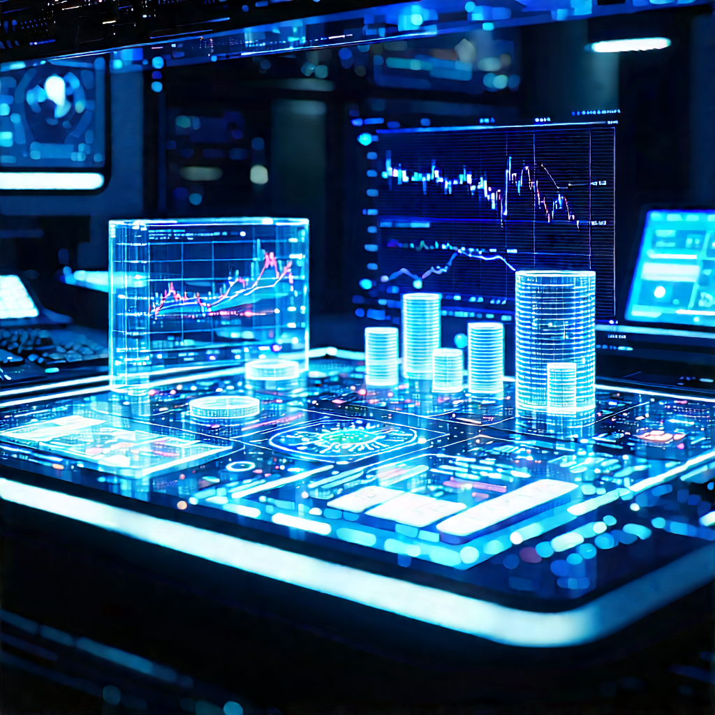 Financial Technology In (modern:1.39) Laboratory With Futuristic Computer