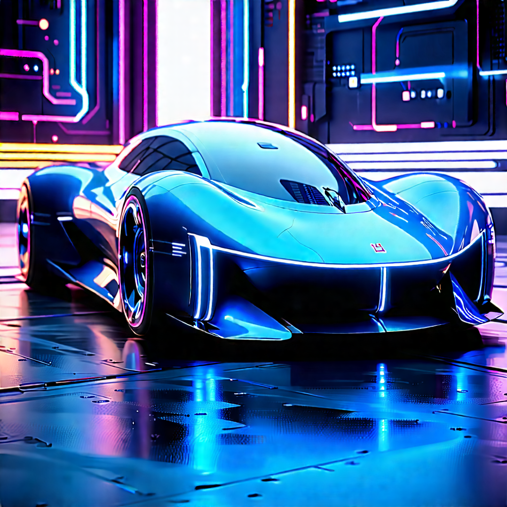 Innovative Electric Vehicle (design:1.16) With Futuristic Blue