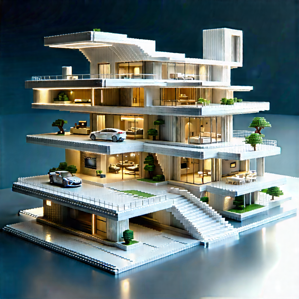 Futuristic Smart Home With White Model