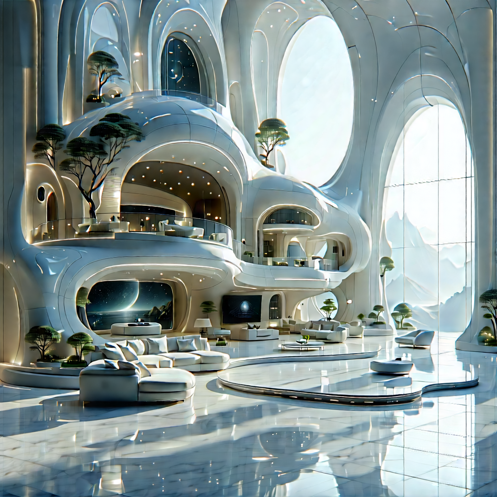 (futuristic:1.12) Smart Home With Computer-generated (cgi)