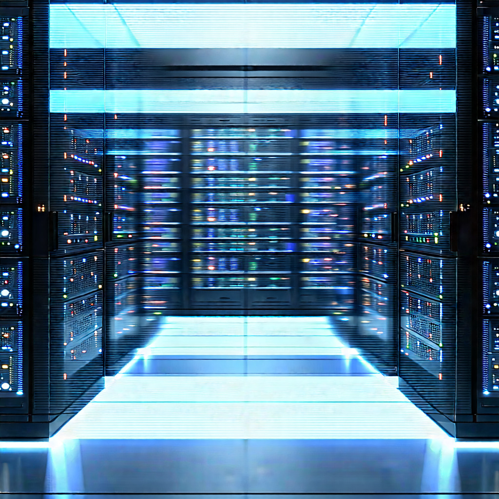 Server Rack With Holographic Projection With Large Computer