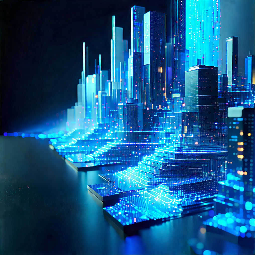 Big Data Visualization With Blue Cityscape