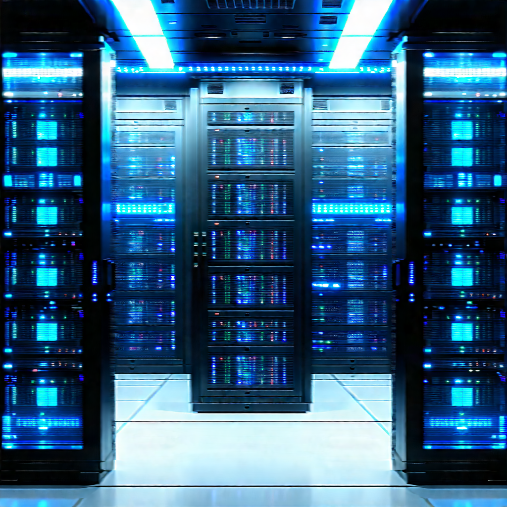 (futuristic:1.35) Server Room With Image, There