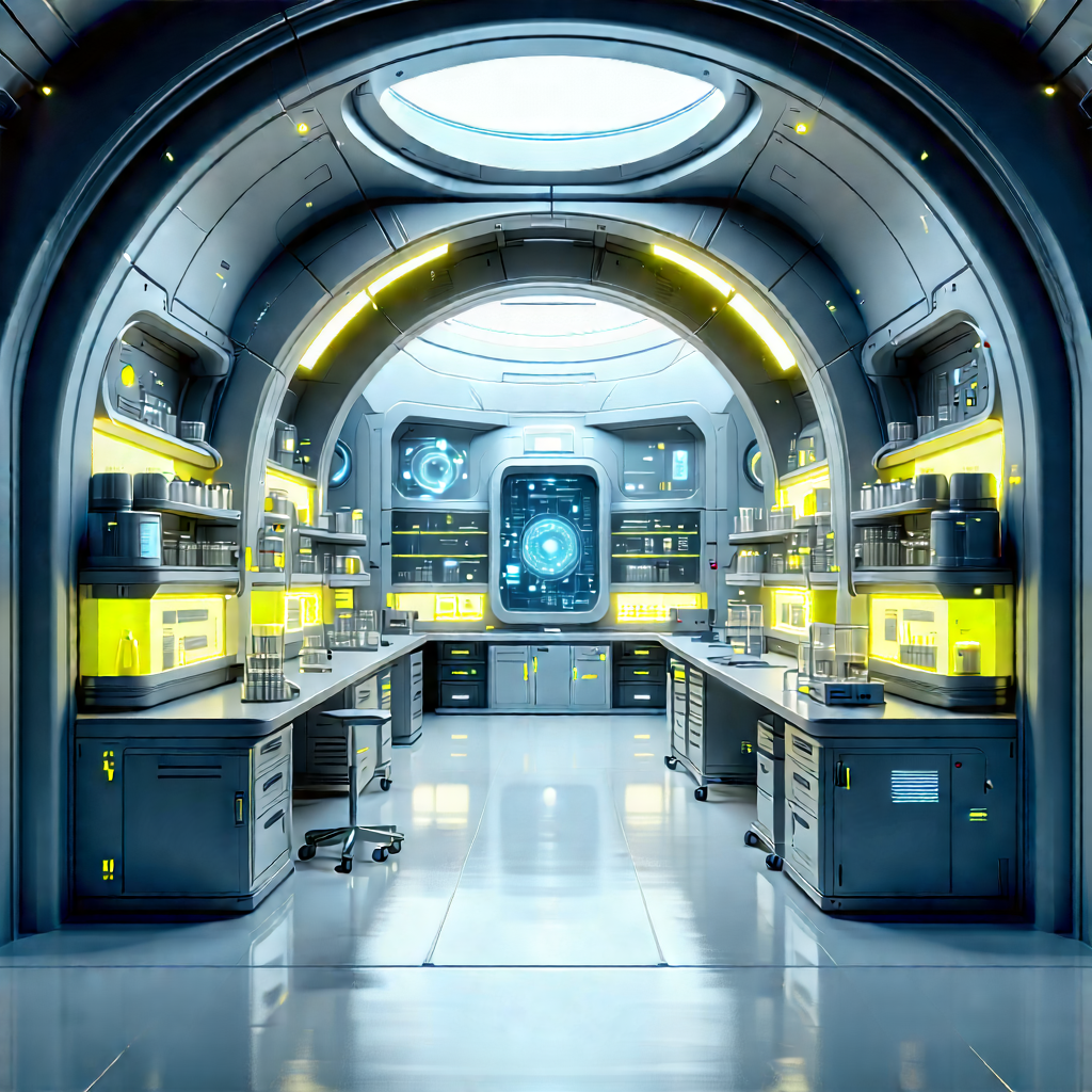 Futuristic Research Laboratory With Image, There