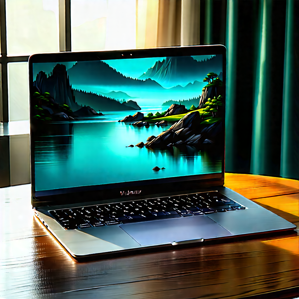 Laptop With Digital Artwork With Laptop Computer