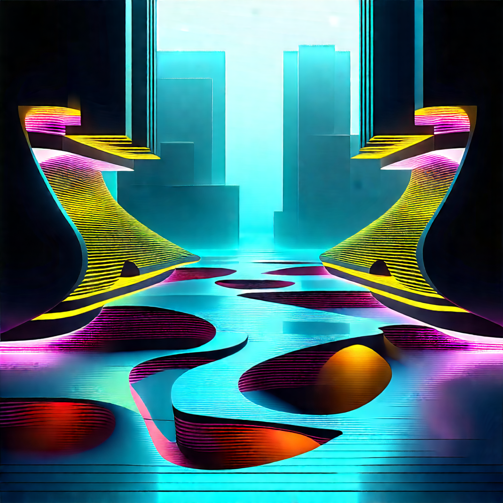 Futuristic Digital Workspace With Futuristic Cityscape