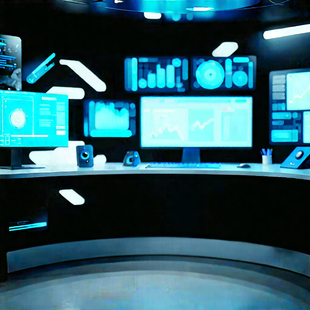 Futuristic digital workspace