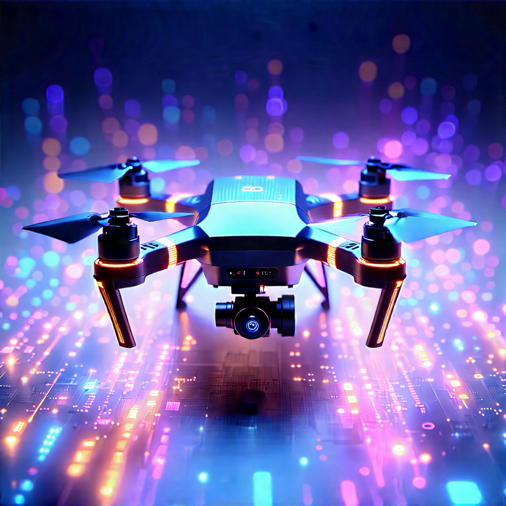Drone With Holographic Display With Blue Drone