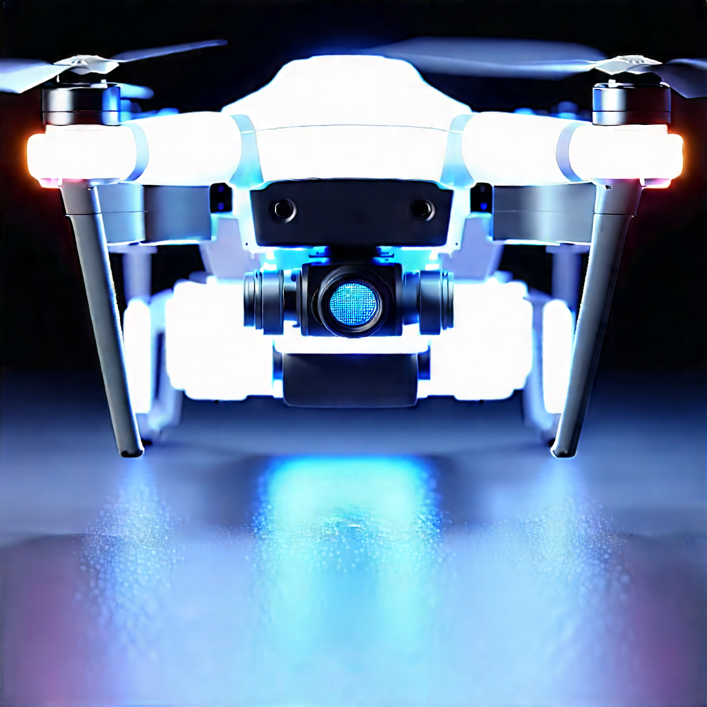 Drone With Glowing Screen With White Drone