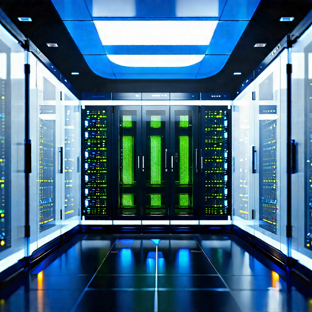 (futuristic:1.23) Server Room With Image, There