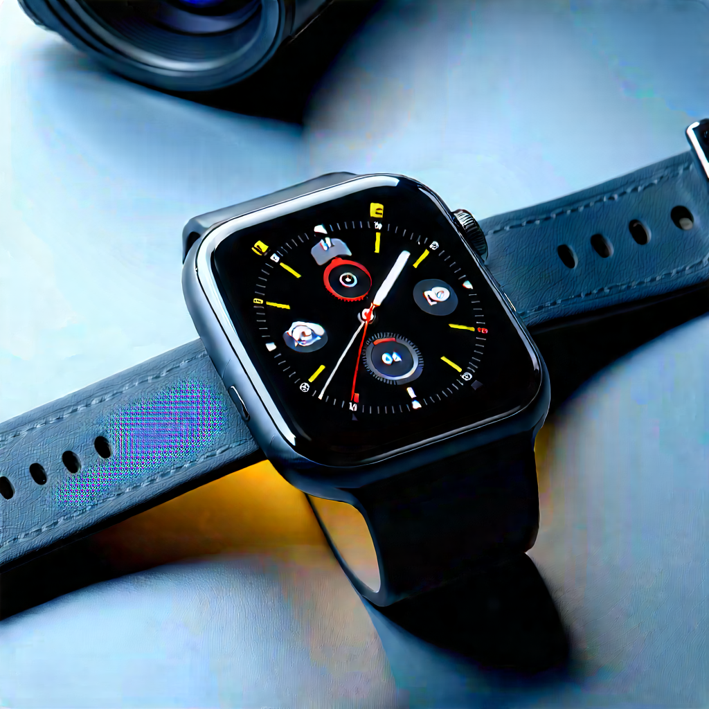 Smart Watch With Digital Artwork With Black Yellow