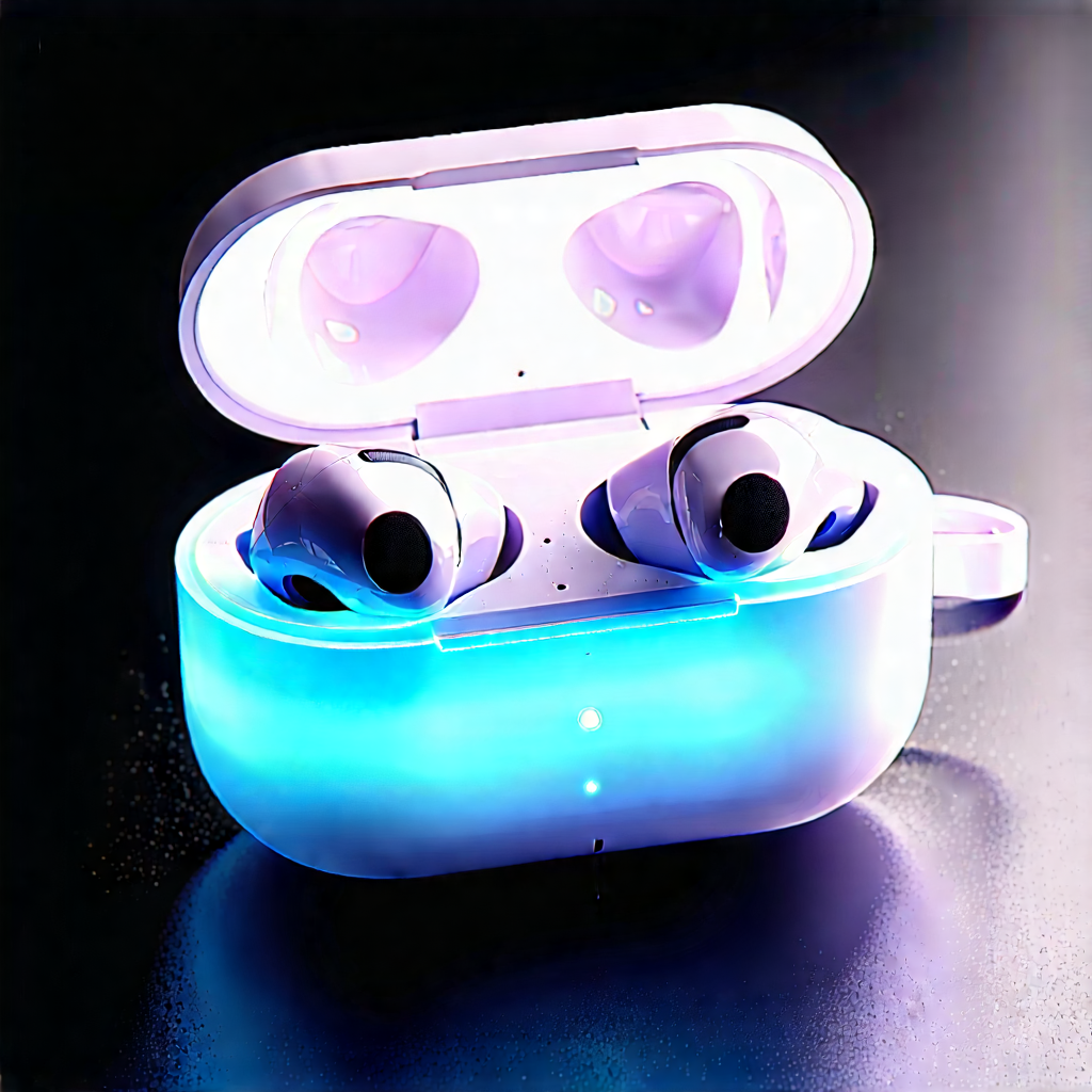 Wireless earbuds with glowing screen