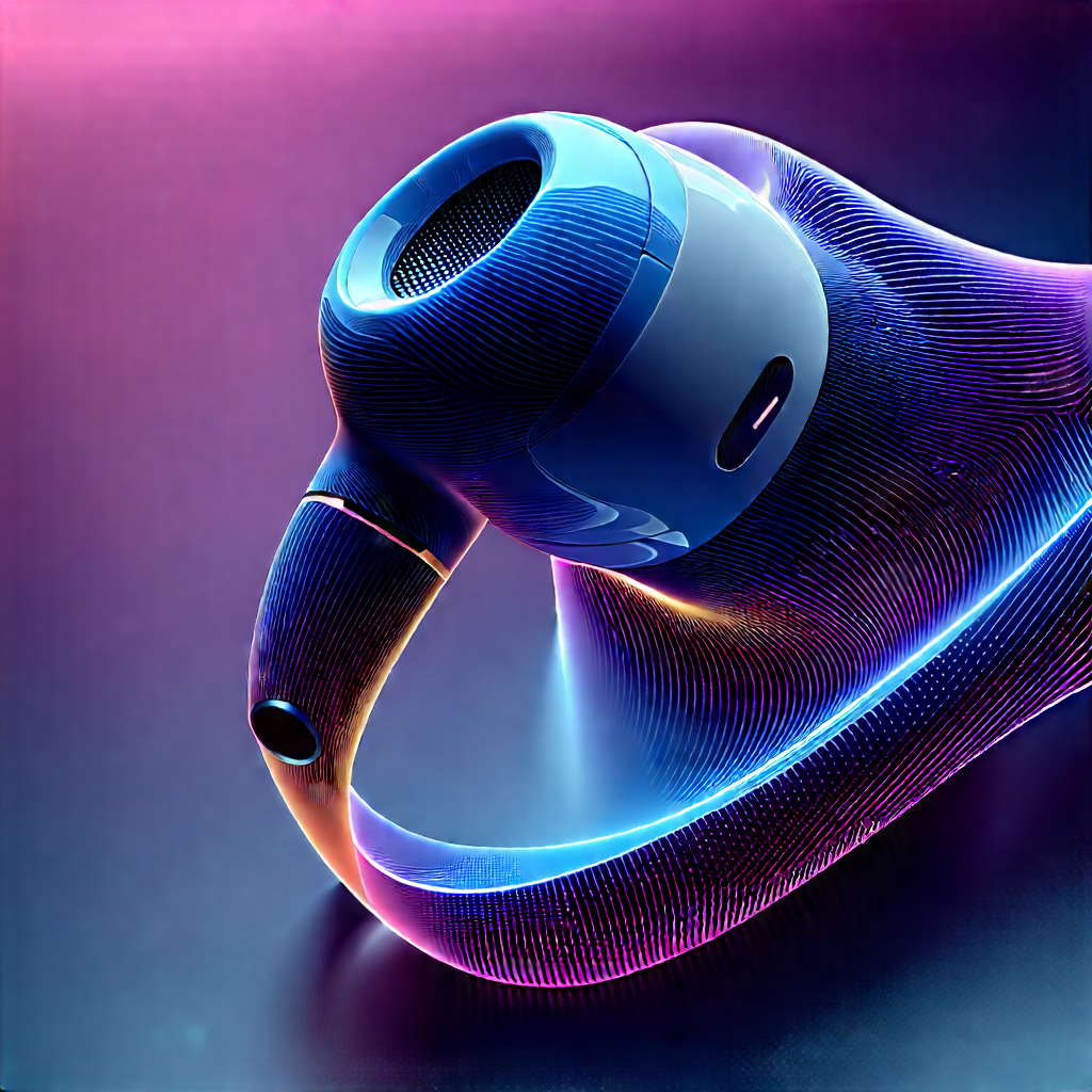 Wireless Earbuds With Streaming Content With Blue Purple