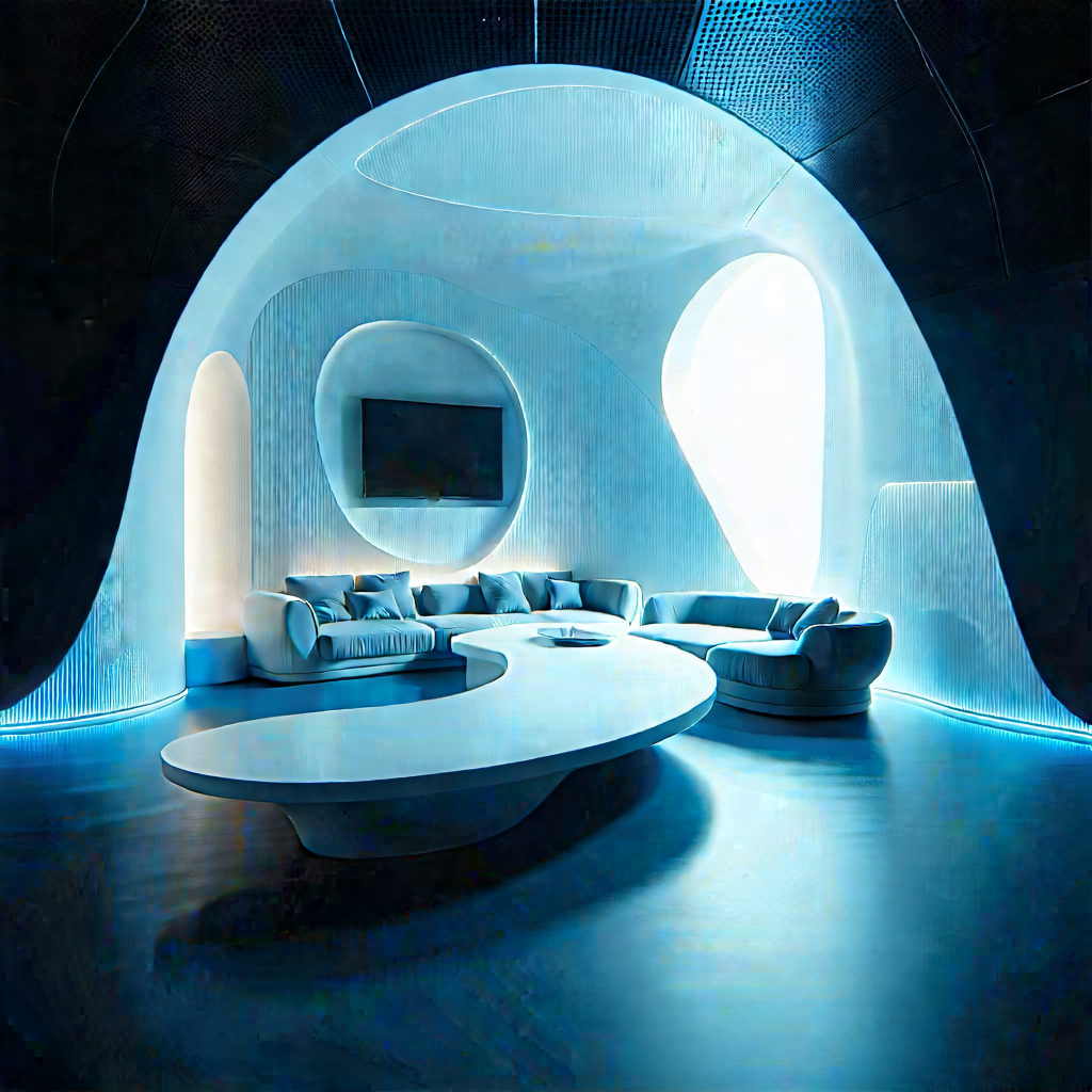 (futuristic:1.37) Tech Startup Office With Modern, Futuristic