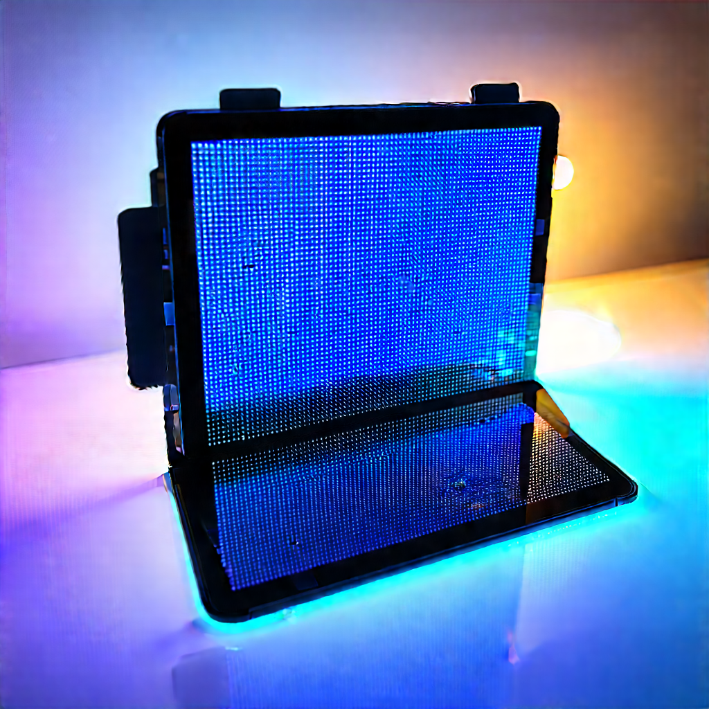 Tablet With Glowing Screen With Blue Case