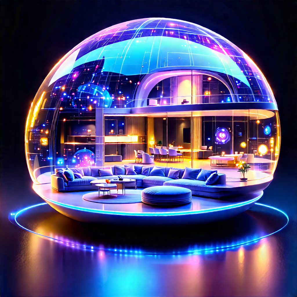(futuristic:1.42) Smart Home With Futuristic Living