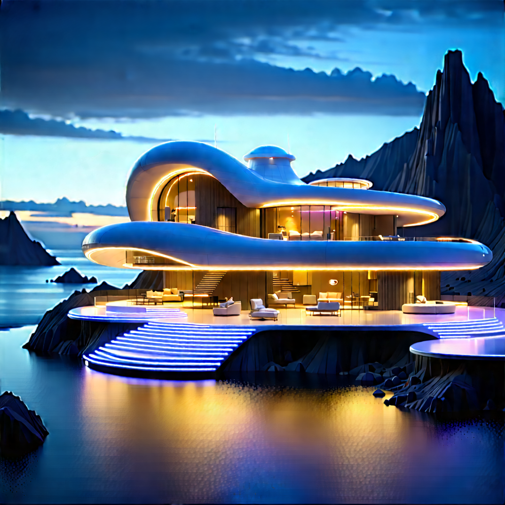 Futuristic Smart Home With Large, Modern