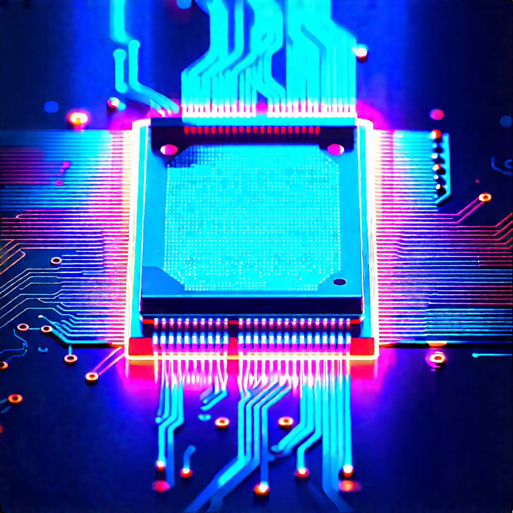 Microchip with neon accents