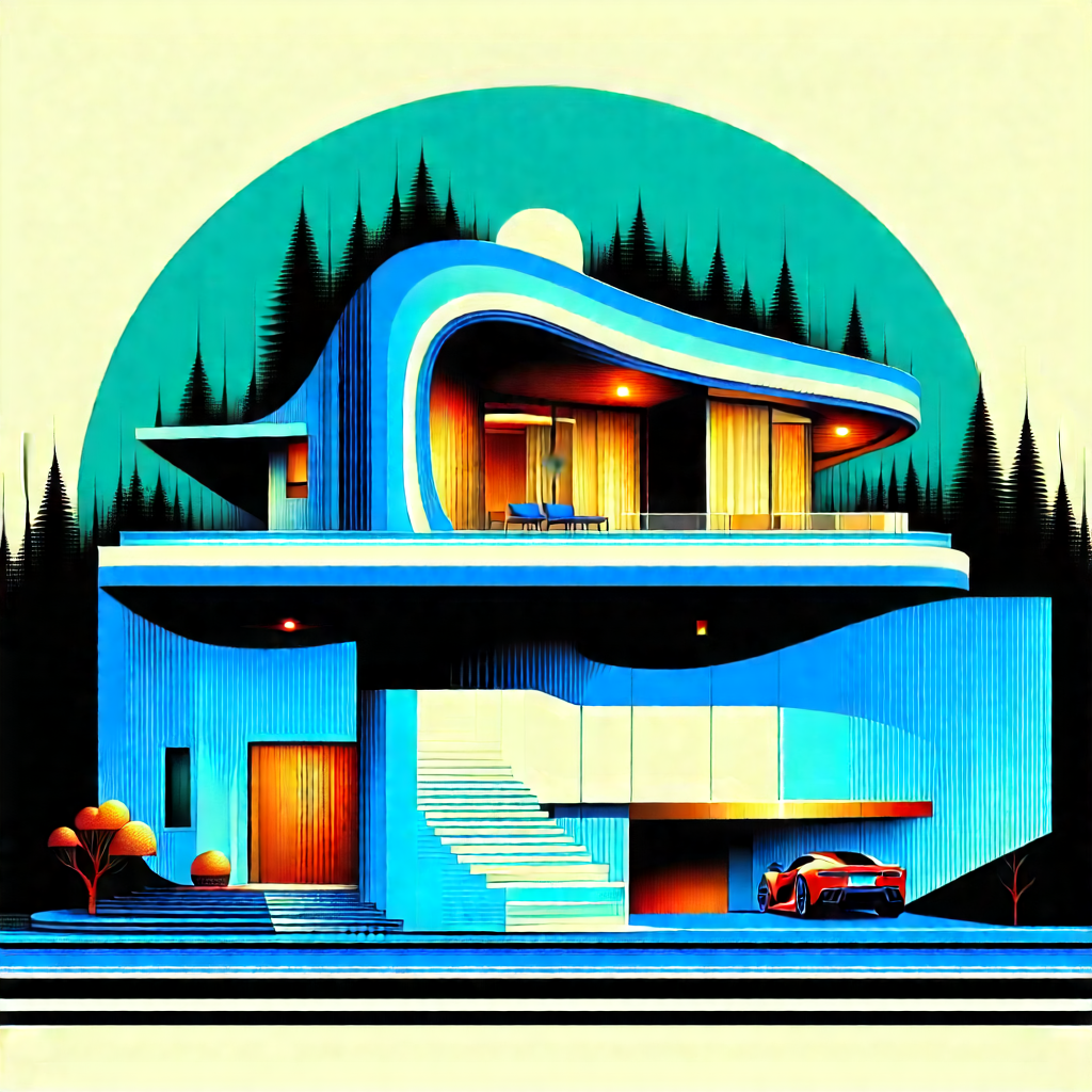 Futuristic Smart Home With Blue White